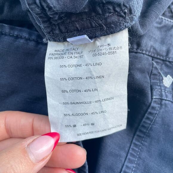 Prada Womens Navy Blue Cotton & Linen Ankle Zip Pull On Skimmer Shorts Size 38 - Picture 6 of 8